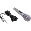 Microfone Profissional Com Fio 5 Metros Mc-200 Prata